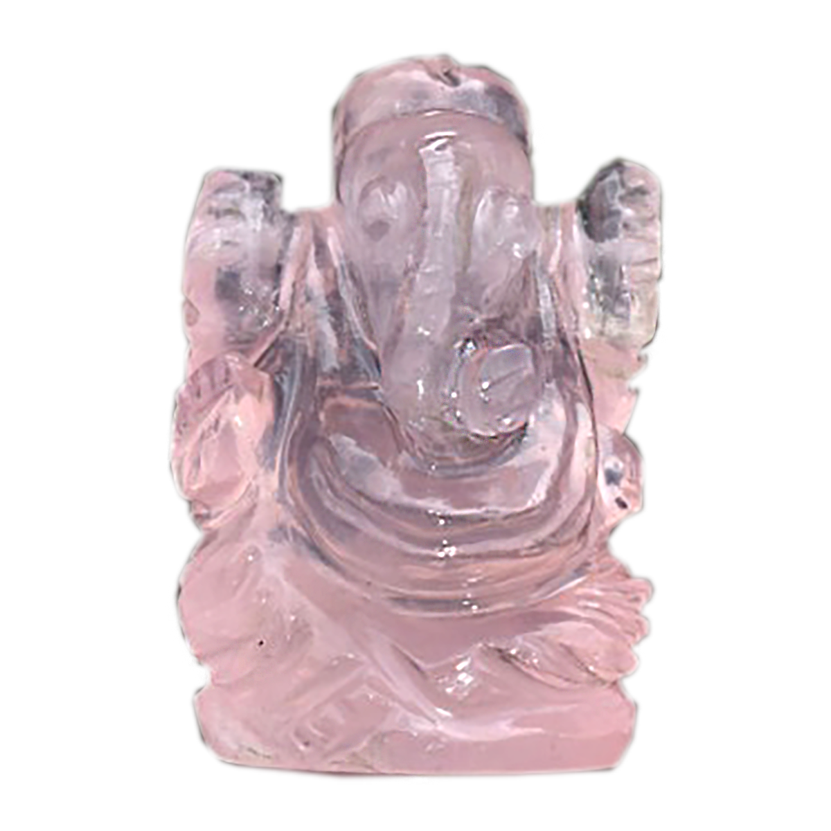 Natural Rose Quartz Ganesh Stone Size - 1 inch Reiki Healing Chakra Balancing Stone Gemstone Bala Crystal Pink Rose Quartz Pocket Ganesh Small Murthi Statue Gansh Chaturthi, Diwali Pooja