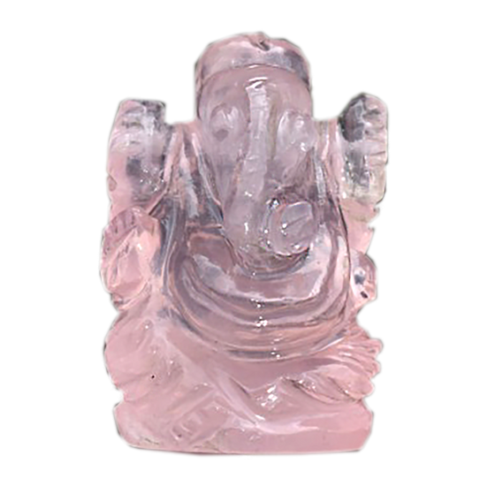 Natural Rose Quartz Ganesh Stone Size - 1 inch Reiki Healing Chakra Balancing Stone Gemstone Bala Crystal Pink Rose Quartz Pocket Ganesh Small Murthi Statue Gansh Chaturthi, Diwali Pooja