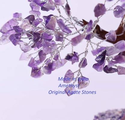 Amethyst Vastu Crystal Tree, Gold Wire, Natural Purple Amethyst Stone Crystal Tree for Reiki Healing Good Luck, Positive Energy,