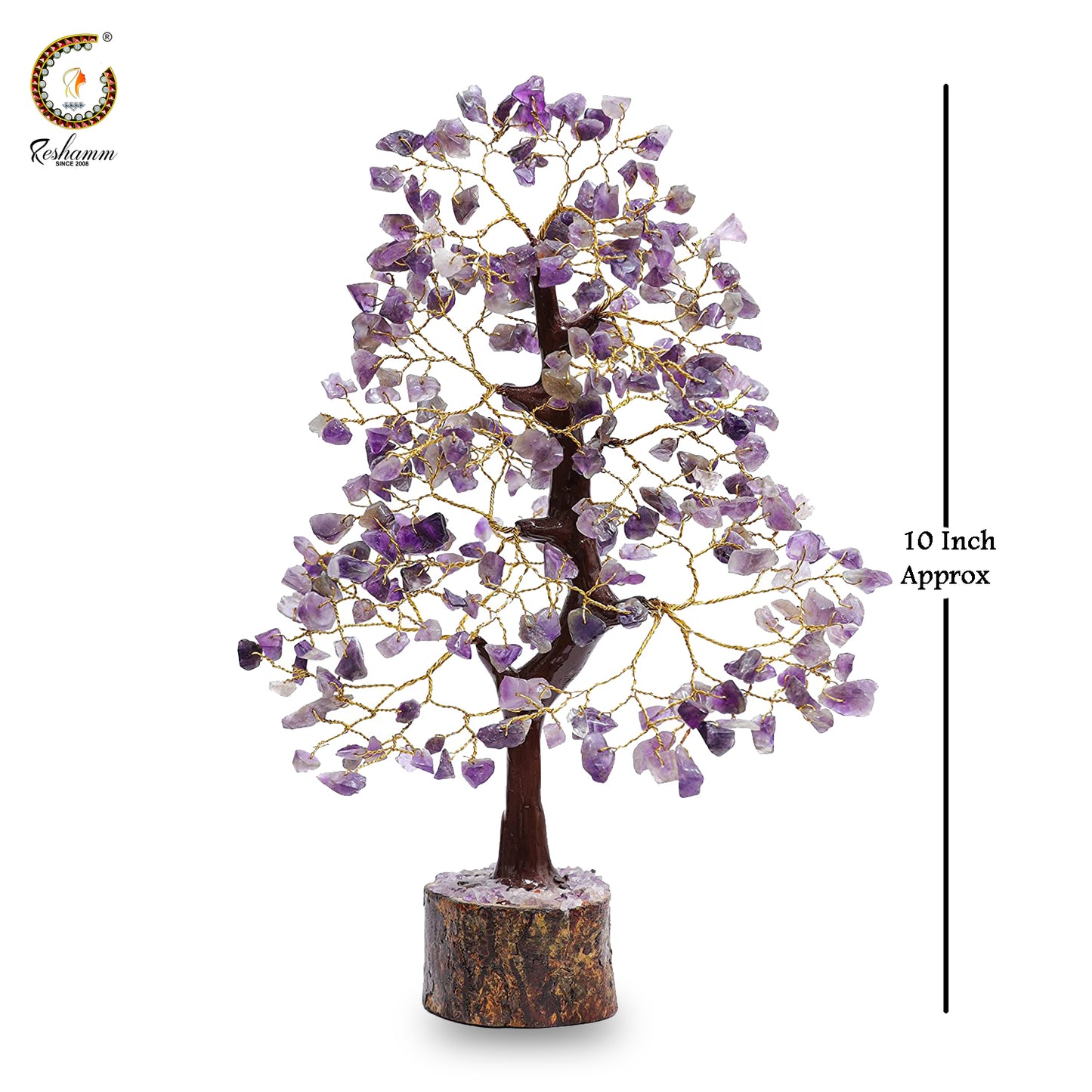 Amethyst Vastu Crystal Tree, Gold Wire, Natural Purple Amethyst Stone Crystal Tree for Reiki Healing Good Luck, Positive Energy,
